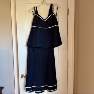LOFT Navy Linen Blend Dress